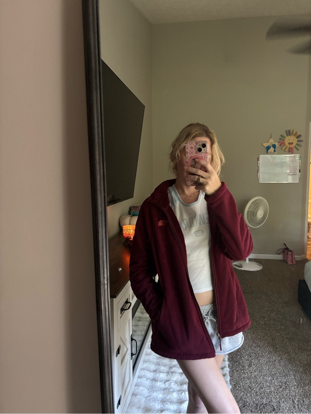 The North Face Maroon Teddy Fleece Jacket